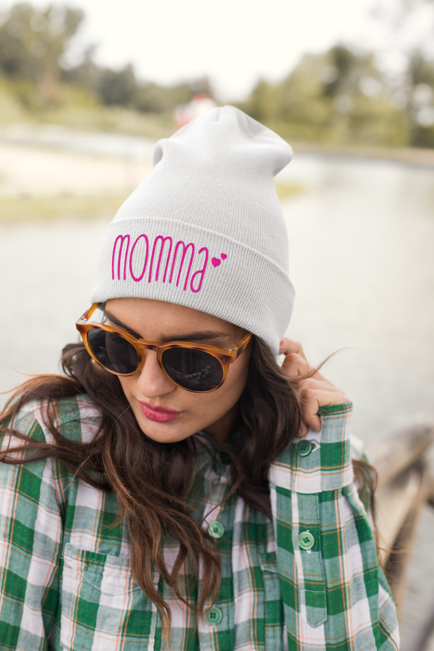 Momma Love Embroidered Knit Beanie